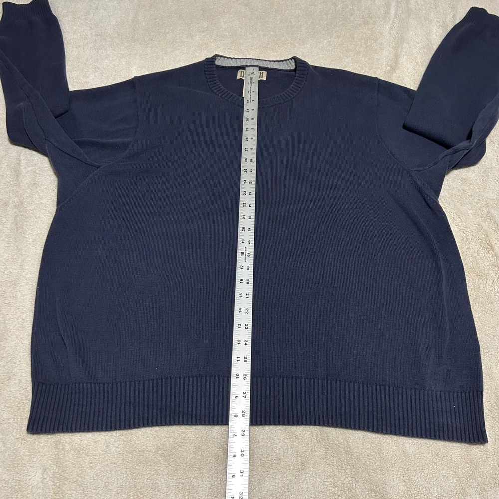 Duluth Trading Co Sweater Mens 2XL Navy Blue Cotton Blend Ribbed Crew Neck 1035 - Picture 6 of 8